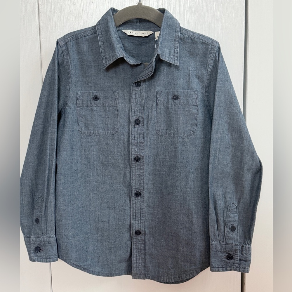 NWT Janie and Jack denim button down shirt, size 4